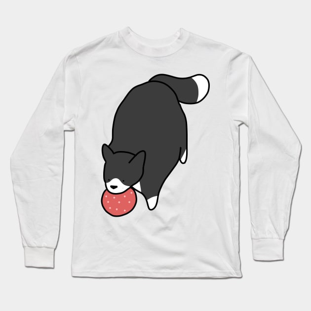 Cat Enjoying Salami Long Sleeve T-Shirt by casserolestan